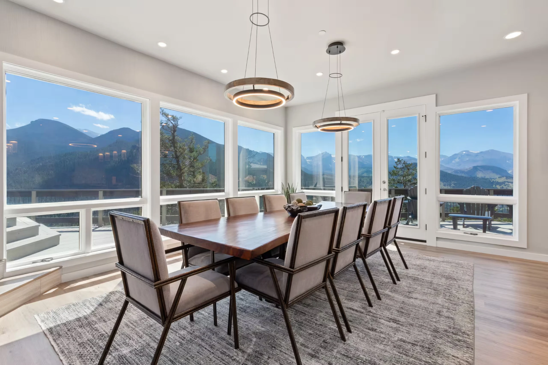 Dining room with mountain views